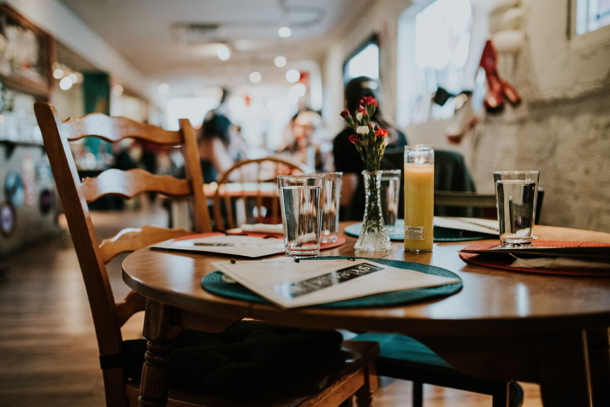 close up view of a restaurant table